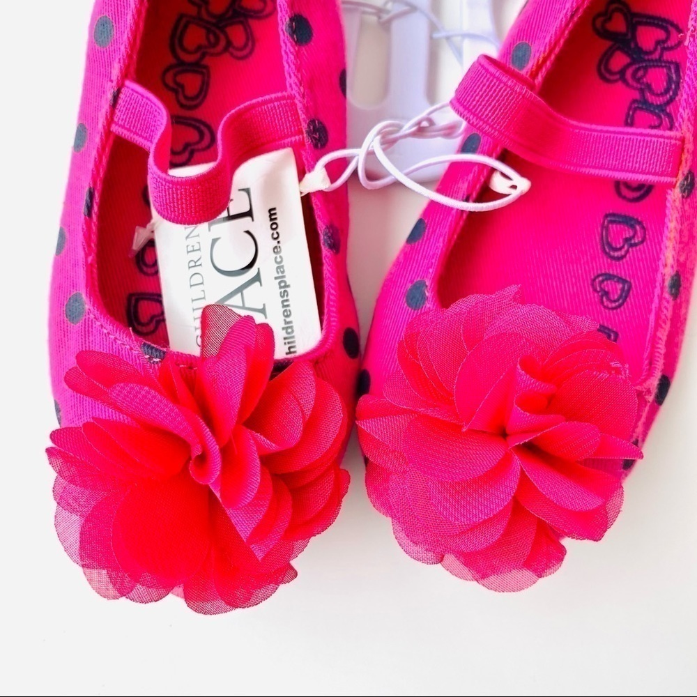 Nwt Pink Polka Dot Flower Flats Girls Size 5 - Picture 5 of 13